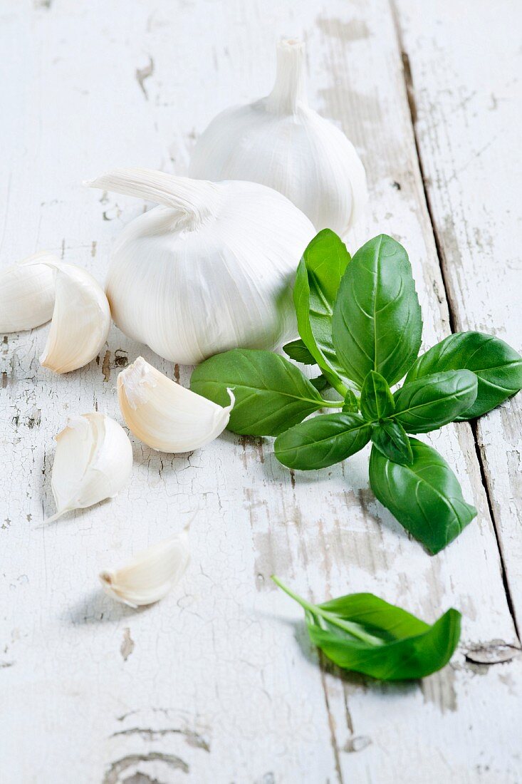 Garlic and fresh basil