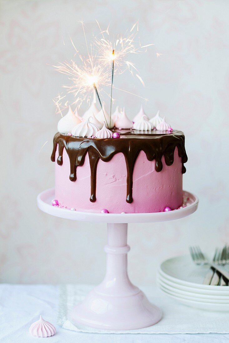 Birthday cake with sparklers