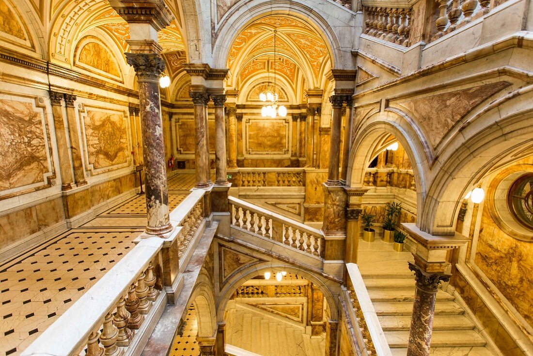The staircase at the City Chambers in Glasgow, Scotland
