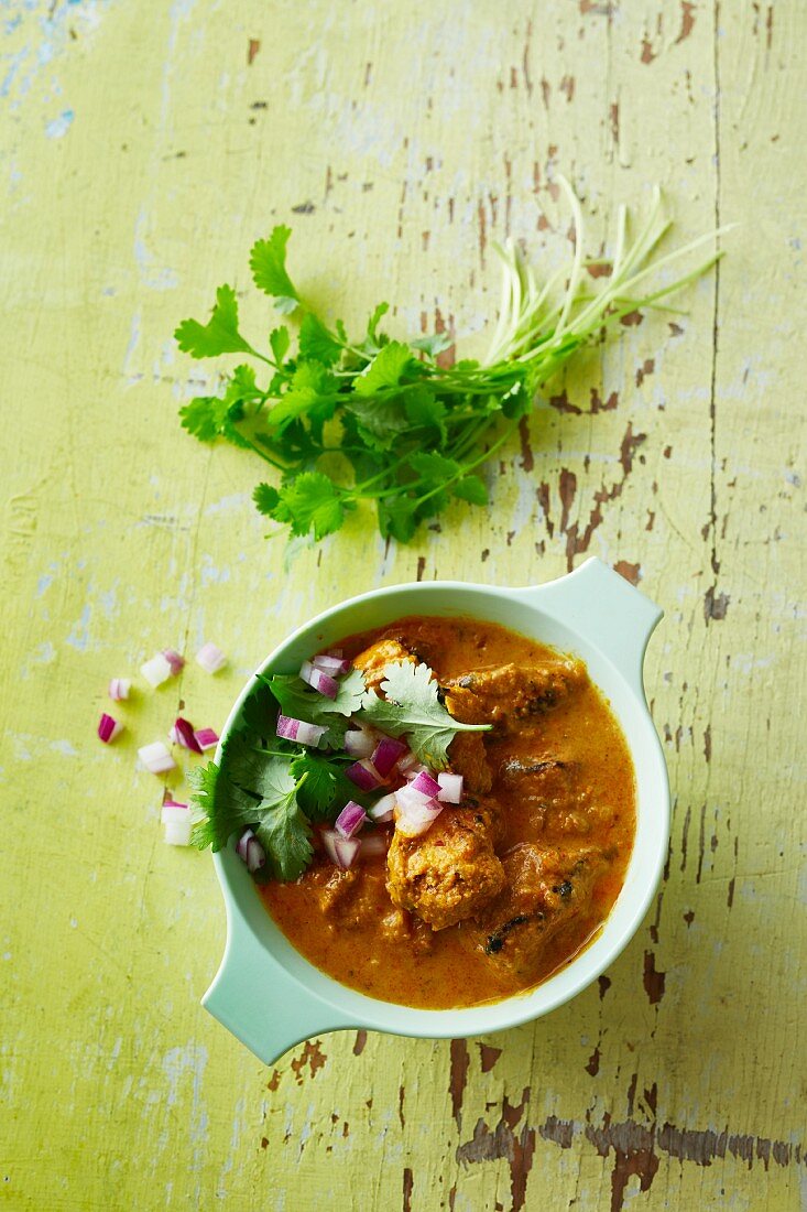 Chicken and coconut curry with coriander