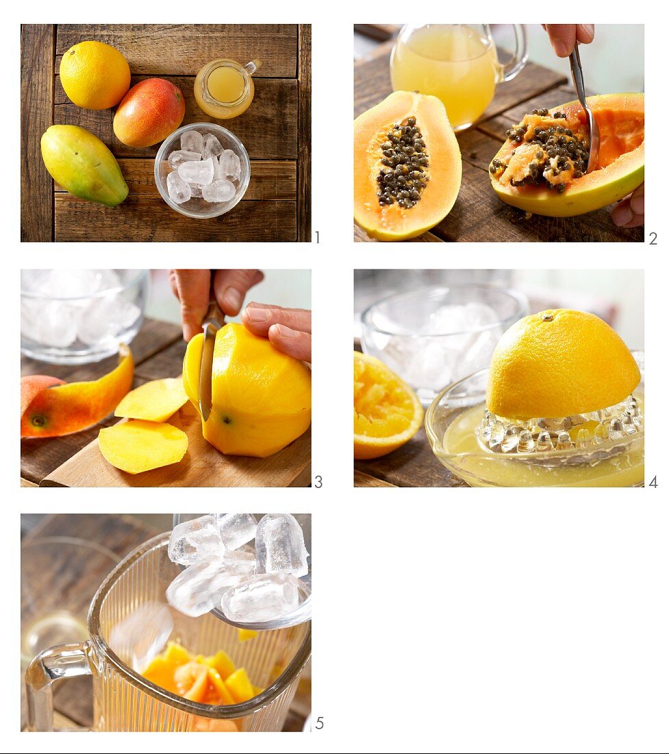 How to prepare papaya and mango shake with apple juice