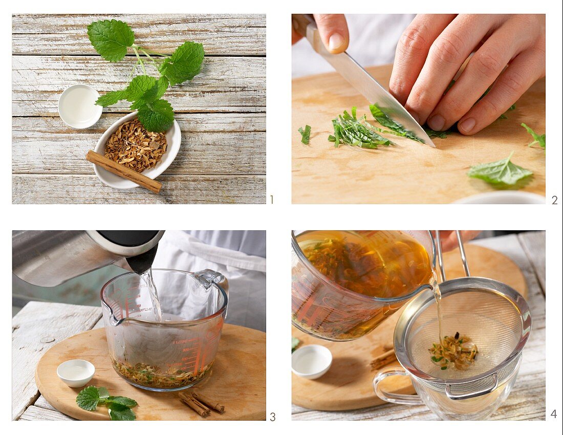 How to prepare orange flower tea with cinnamon and mint