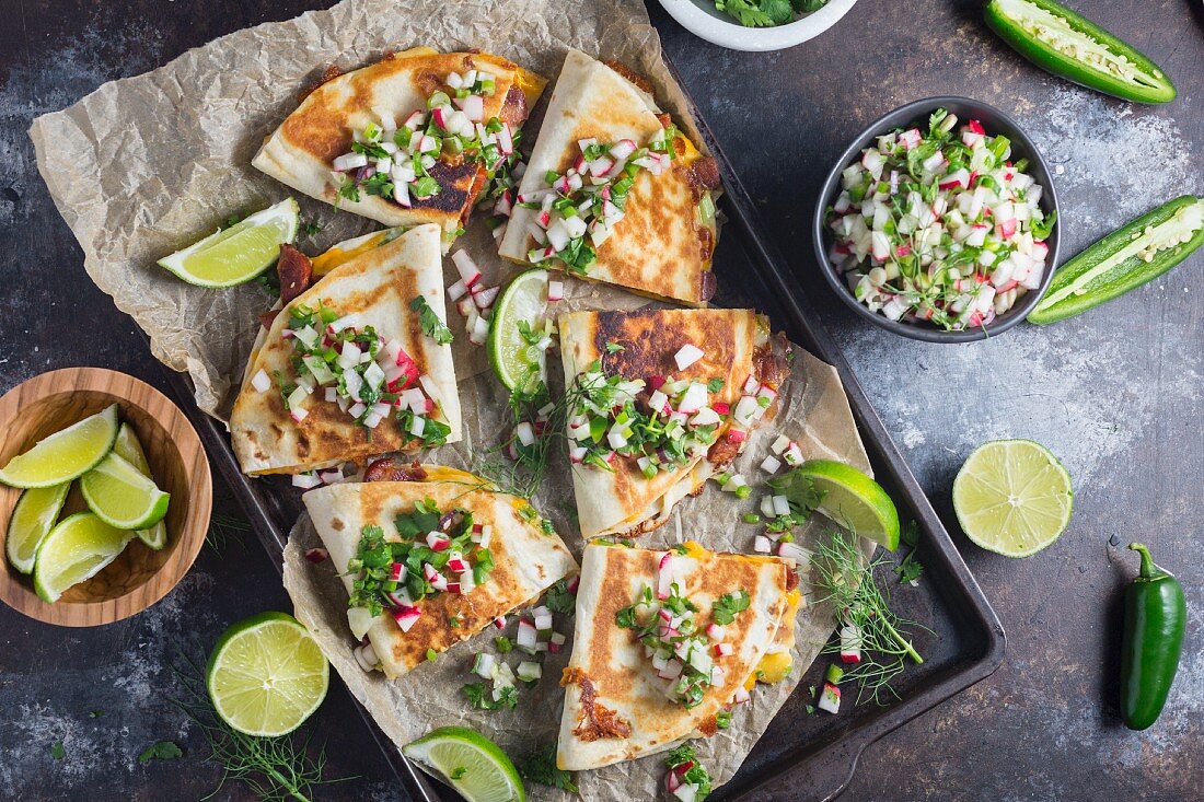 Quesadillas with fresh salsa