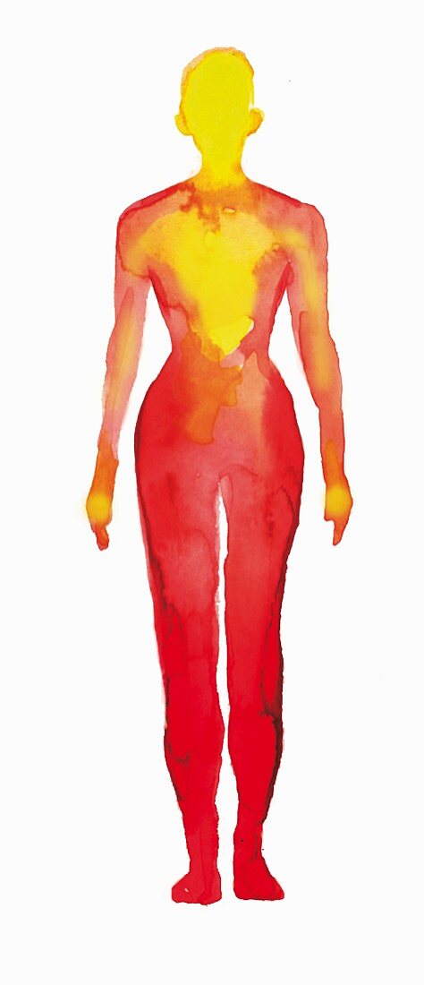 A thermal image of a woman feeling happy