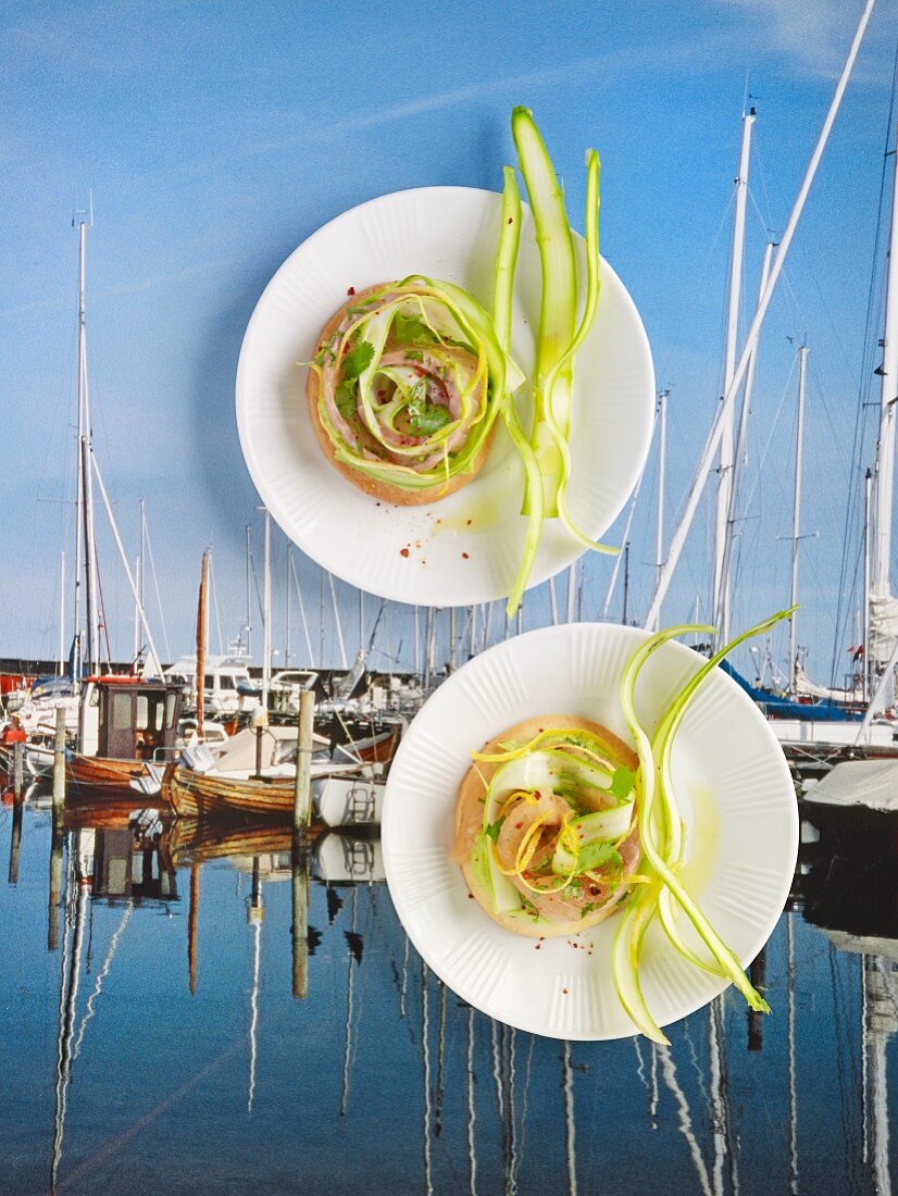 Salmon trout with cucumber ribbons