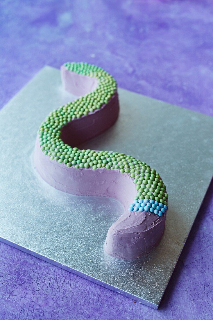 A snake cake for a children's party