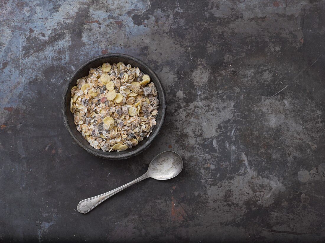 A muesli mixture with cornflakes and chocolate