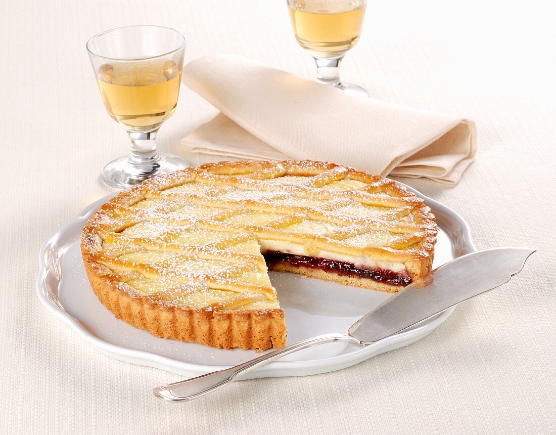 An Italian crostata with sour cherries