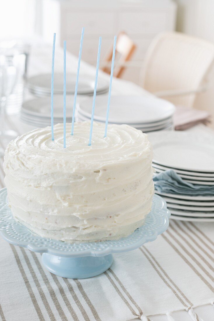 A birthday cake with vanilla cream