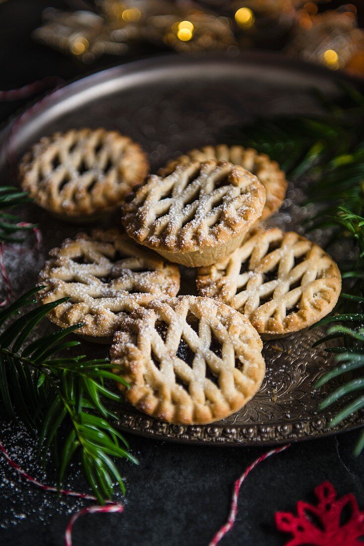 Christmas mince pies on a plate