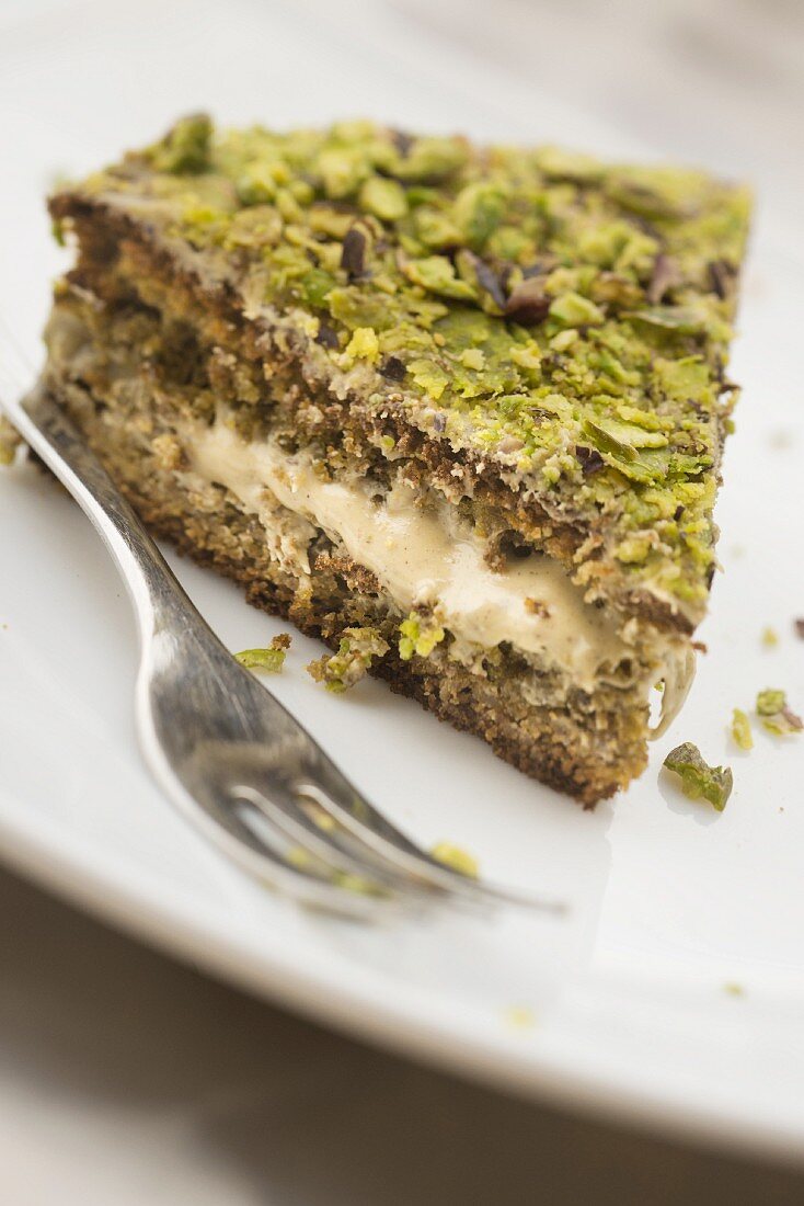 A cake with a pistachio crust from the Bronte region of Sicily, Italy