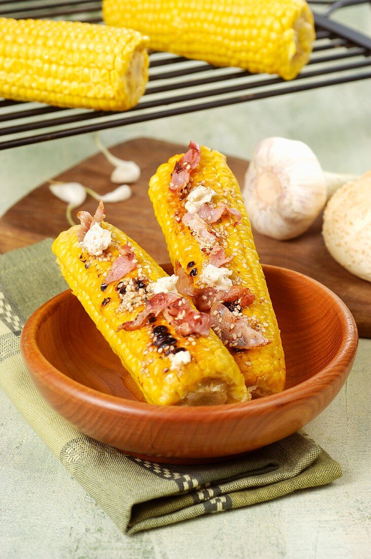 Grilled corn on the cob with spiced butter