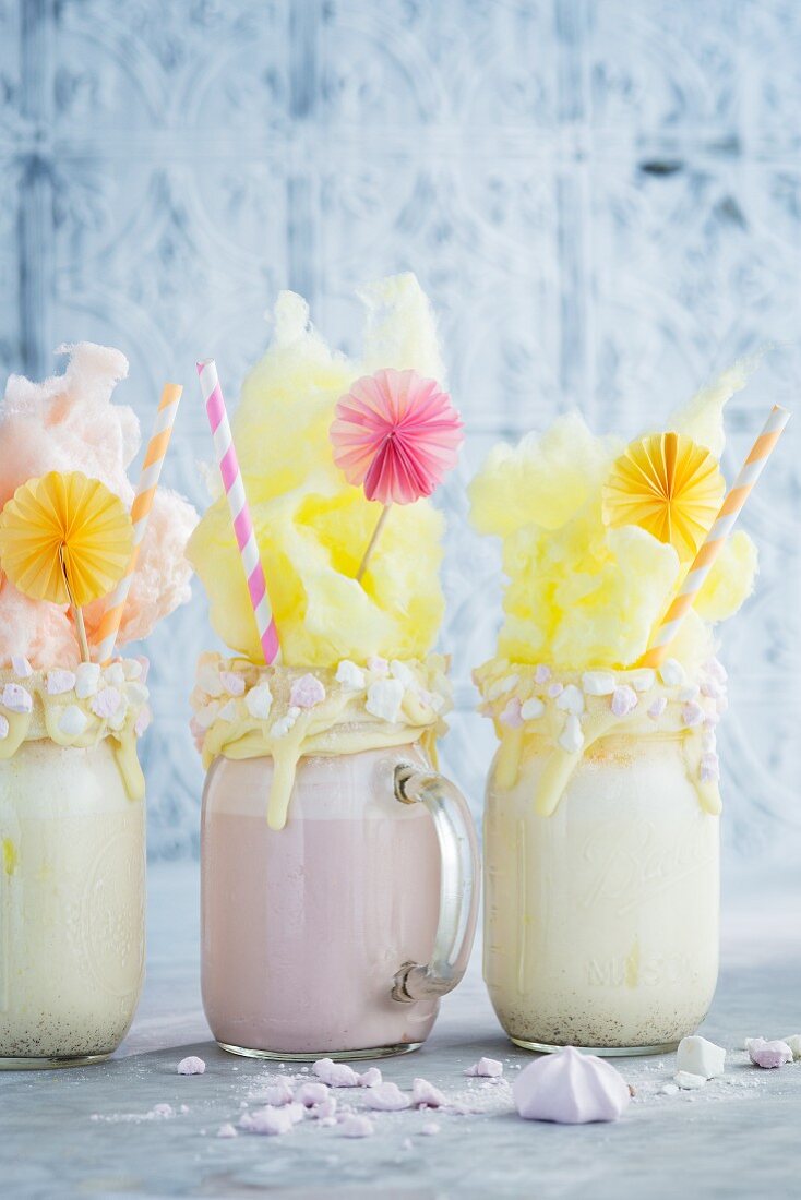 Candyfloss freak shakes with strawberry and vanilla