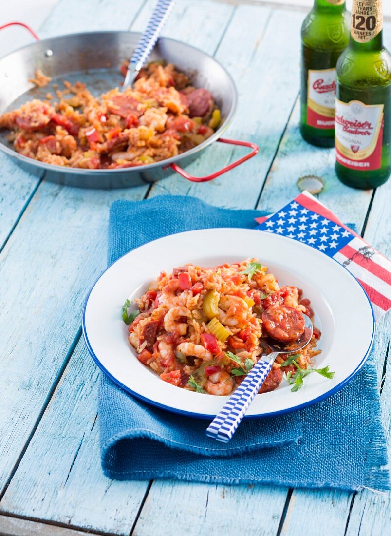 Jambayala (an American rice dish with prawns and sausage)