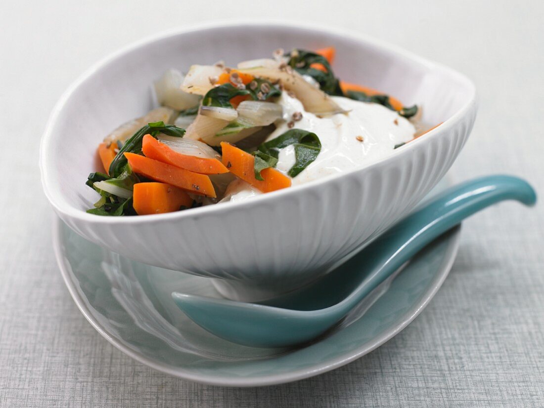 Chard and carrot with quark and mint