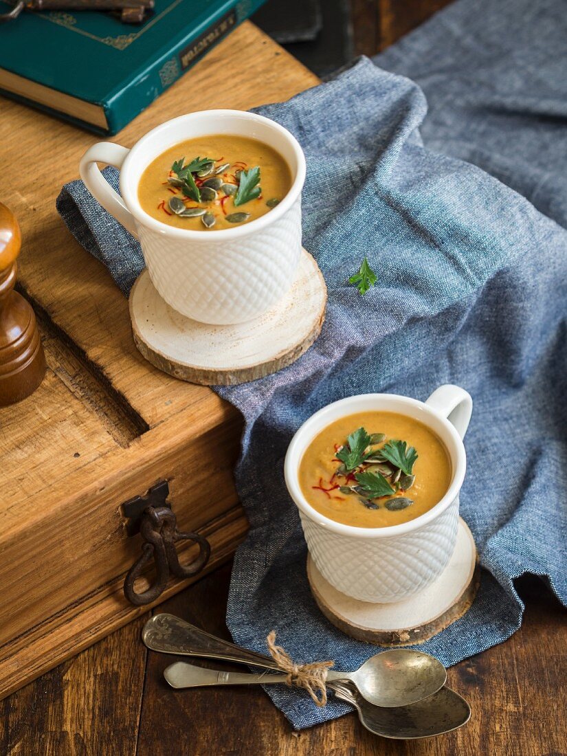 Creamy lentil and sweet potato served in cups