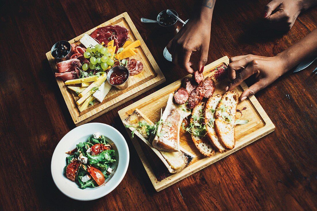 Assorted starters at the Potato Shed restaurant (Johannesburg, South Africa)