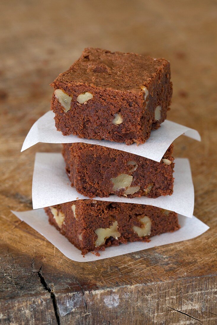 A stack of nut brownies