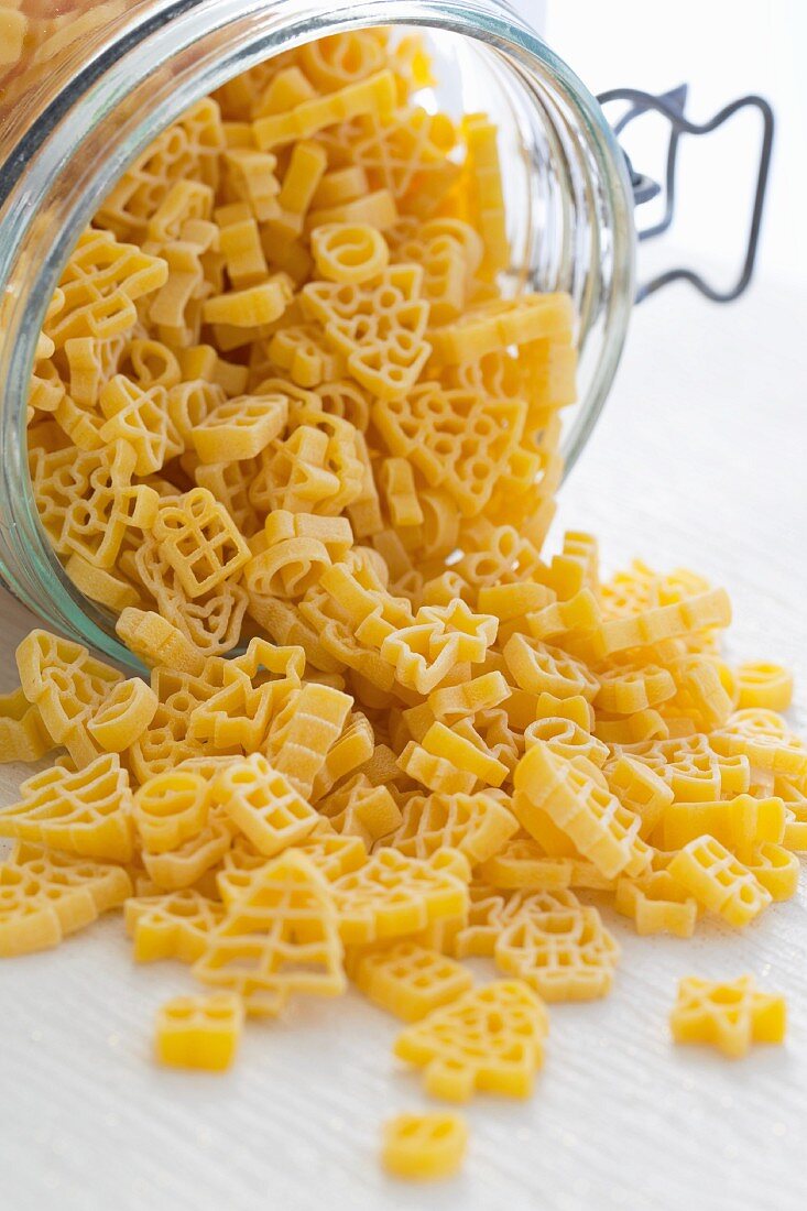 Christmas pasta in a preserving jar