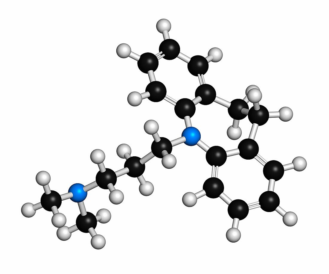 Imipramine antidepressant drug molecule
