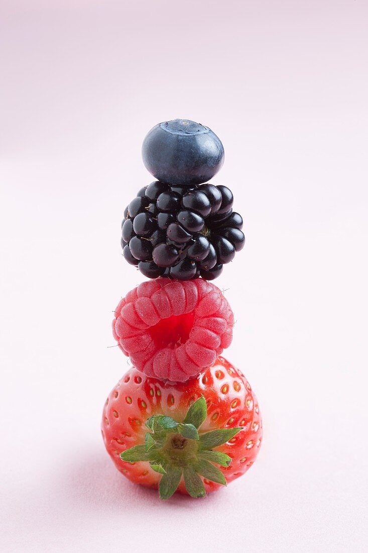 Fresh berries in a stack,studio shot