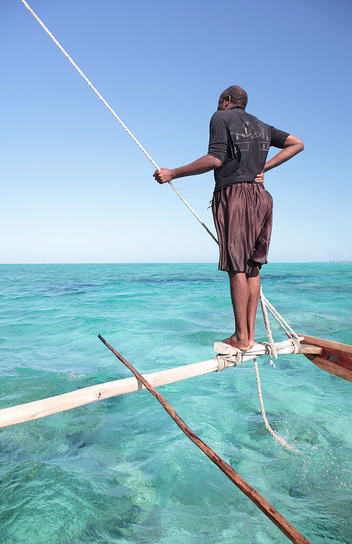 Sailing a ngalawa boat,Zanzibar