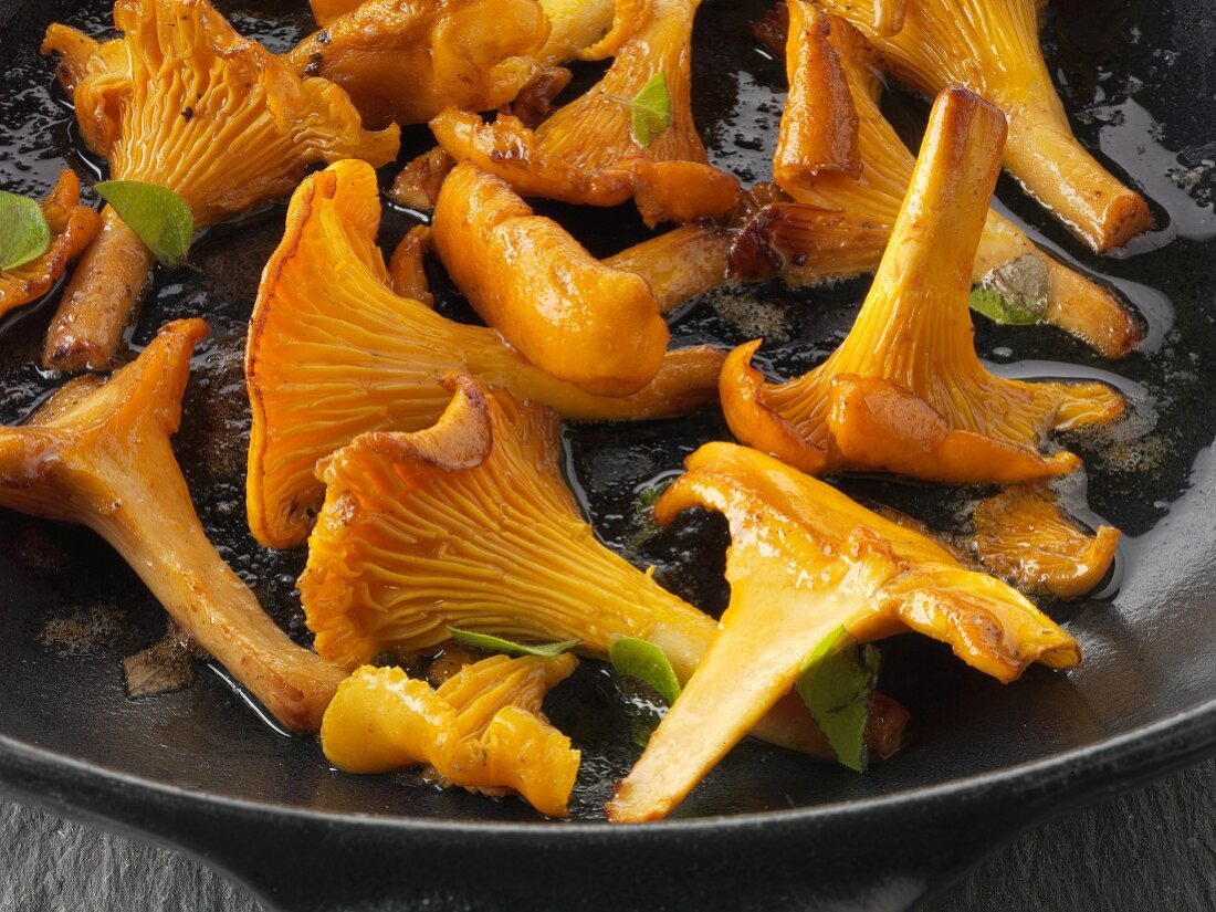 Chanterelle mushrooms sautéed in butter with herbs