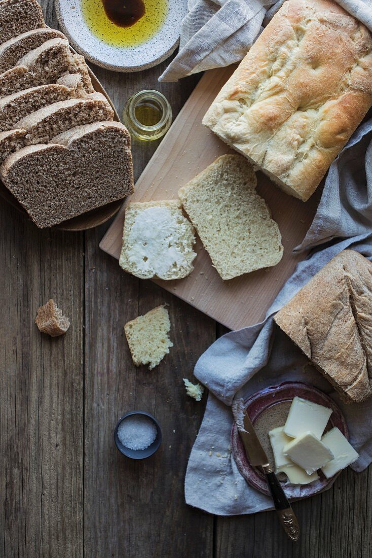 Assorted home-baked tin loaves