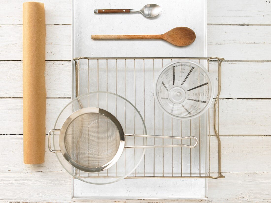 Kitchen utensils for baking Irish soda bread