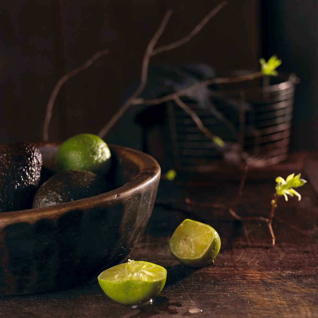 An arrangement of avocados and limes (Mexico)