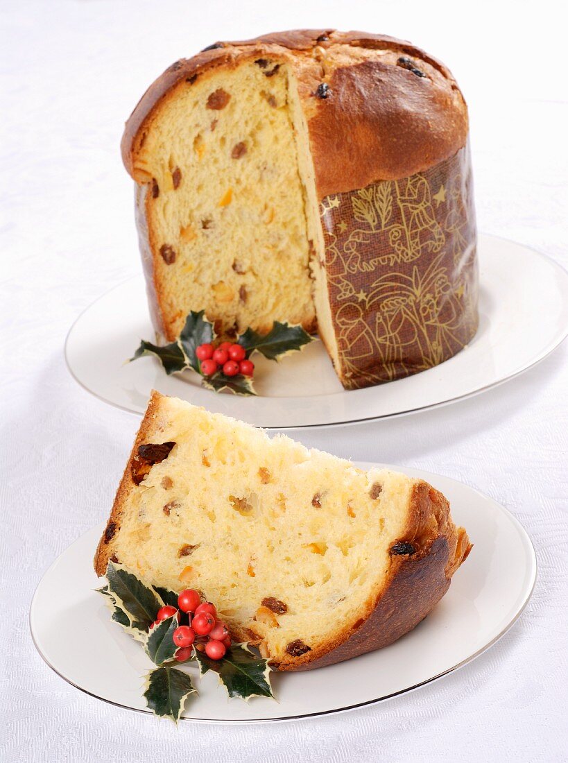 Sliced panettone (Italian Christmas cake)