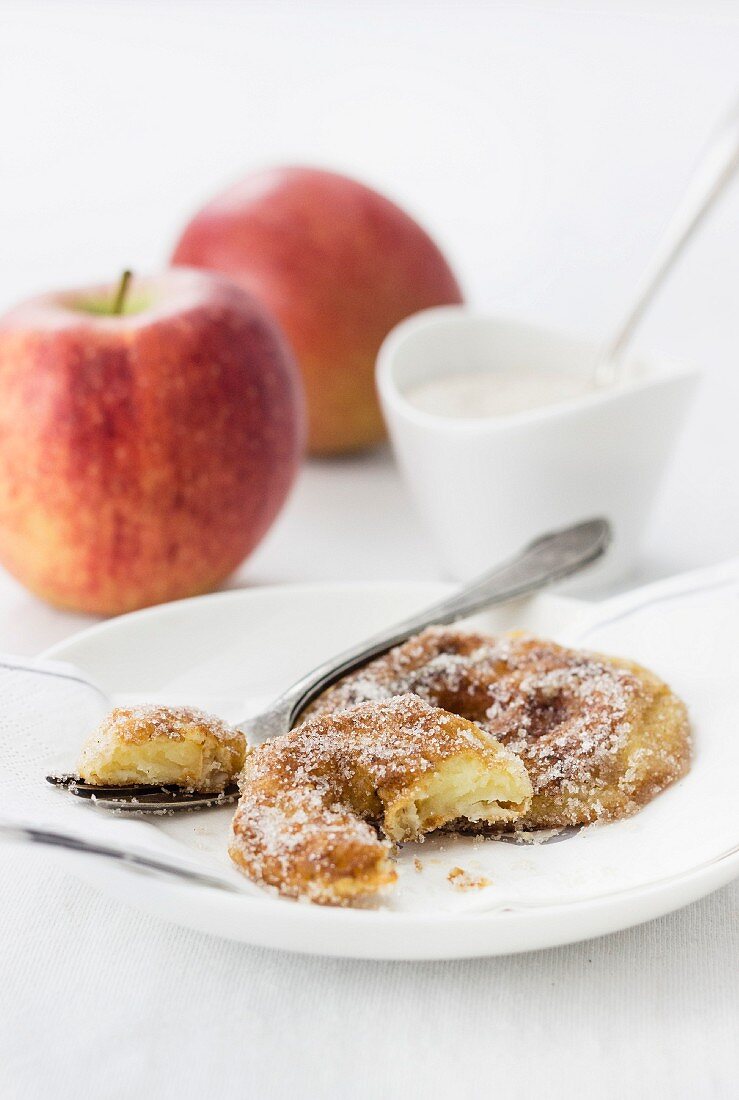 Apple fritters with cinnamon sugar