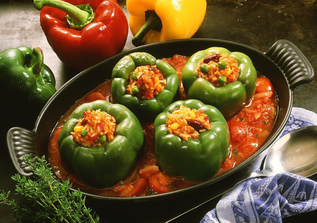 Peppers with rice and vegetable stuffing