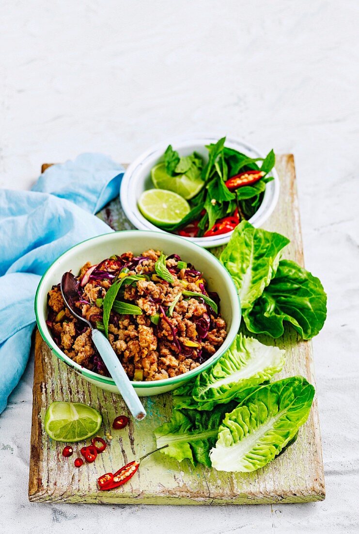 All new sizzling stir-fries - Pork Larb in Lettuce Cups