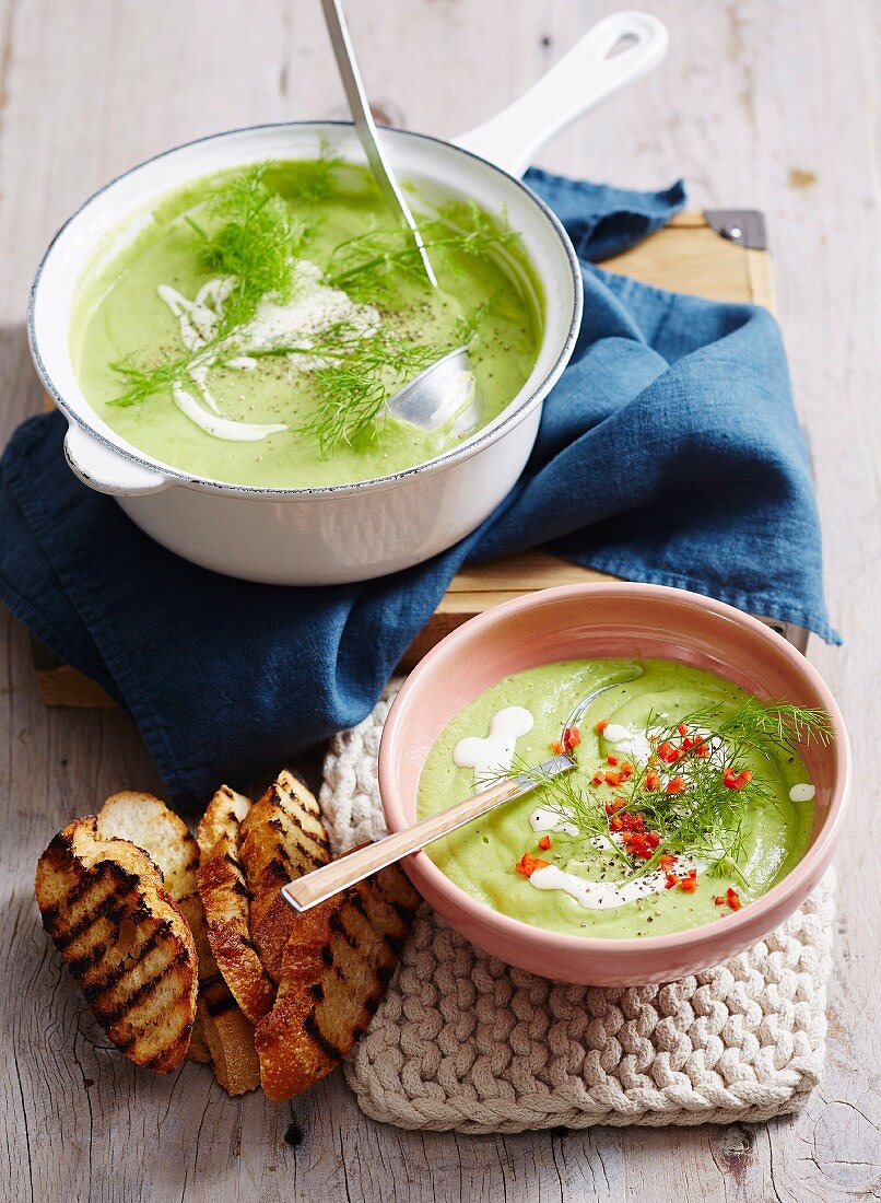 Fennel and Pea Soup with Lemon Cream