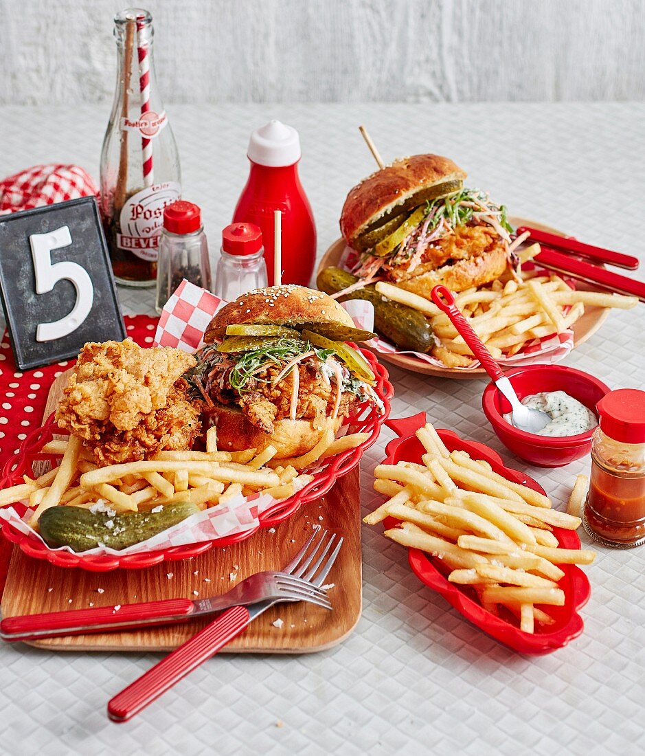 Scrummy Southern Fried Chicken Rolls, Fried Chicken, Brioche Rolls and Slaw