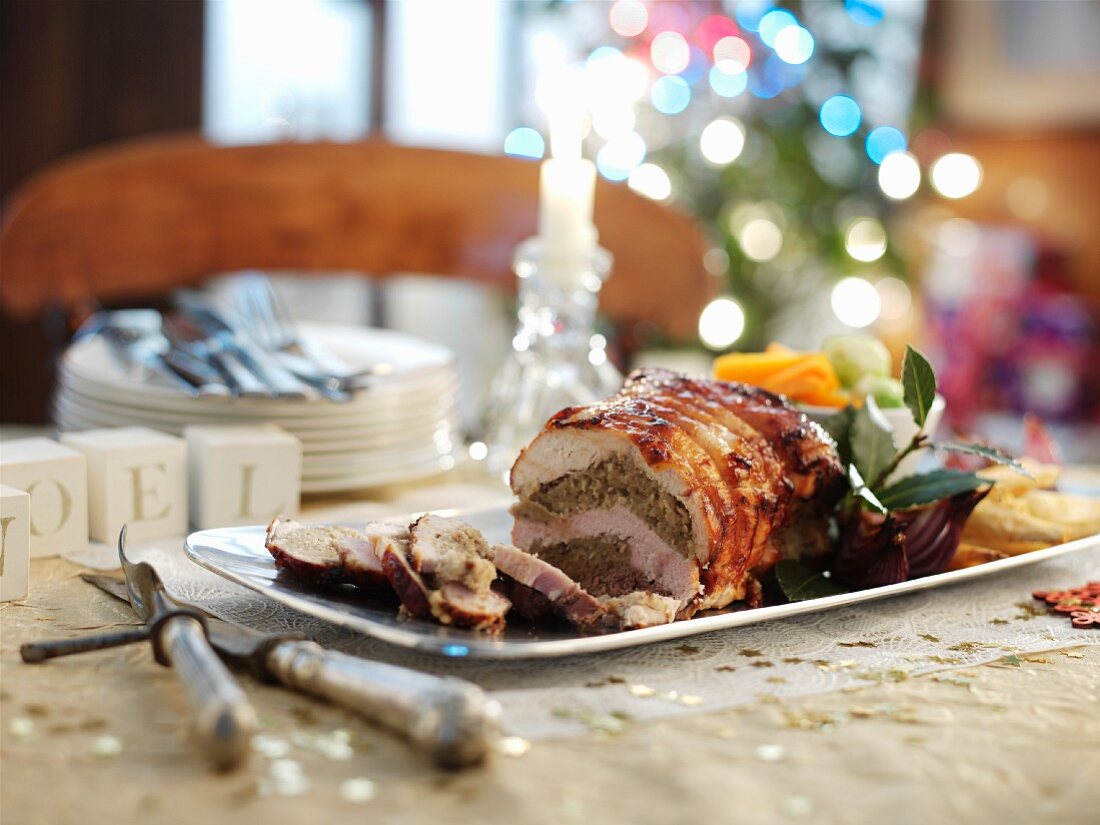 Weihnachtsbraten von dreierlei Geflügel