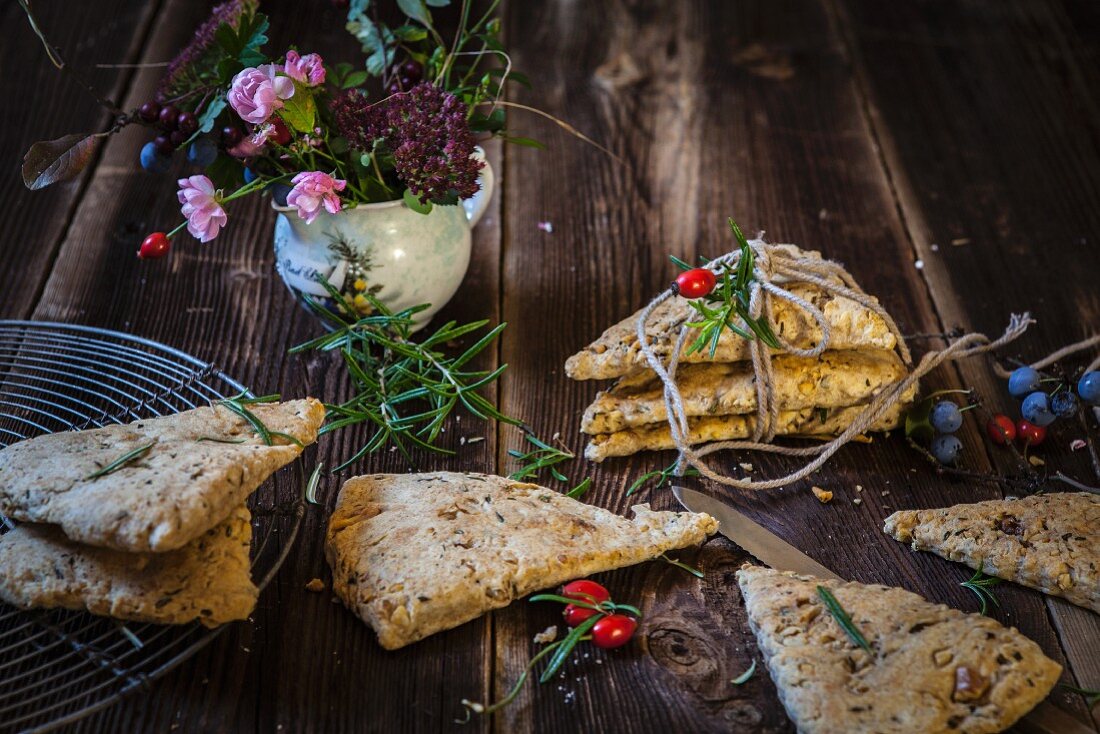 Focaccia mit Rosmarin zum Verschenken