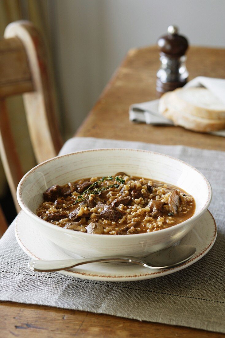 Beef, Mushroom and Barley Soup