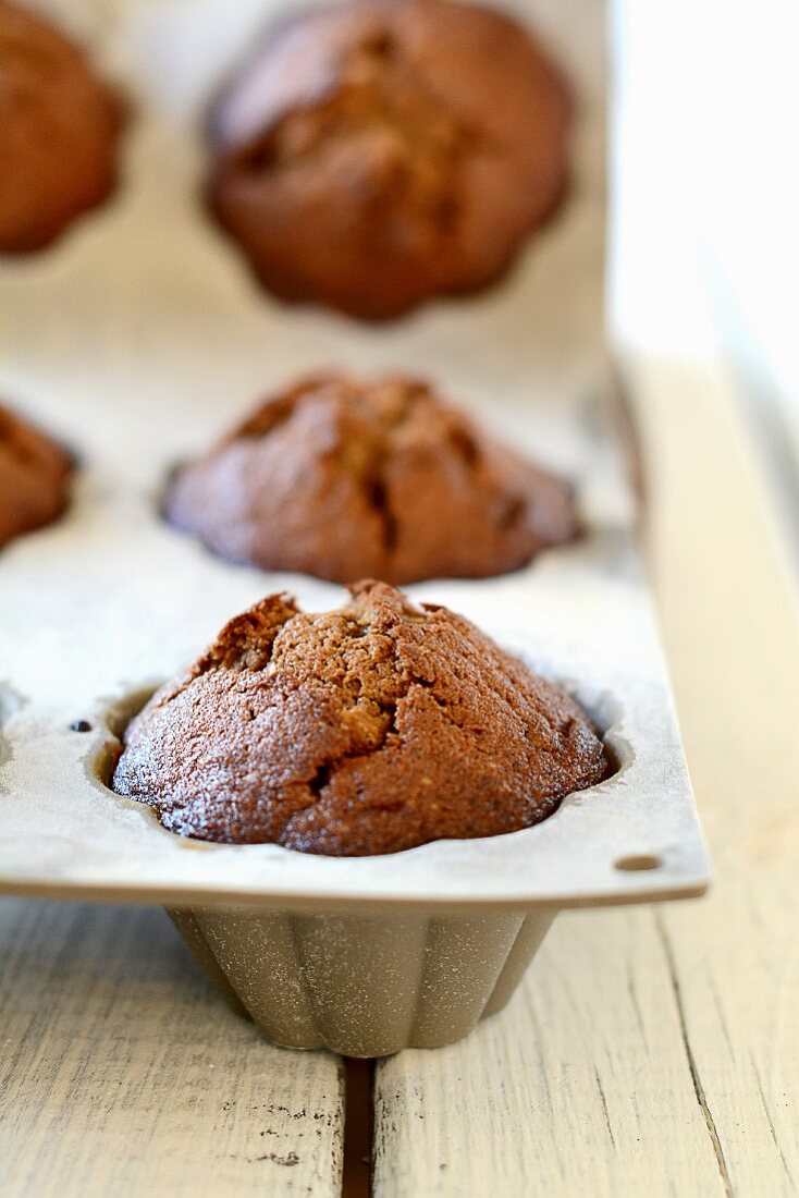 A baking tin of coffee muffins