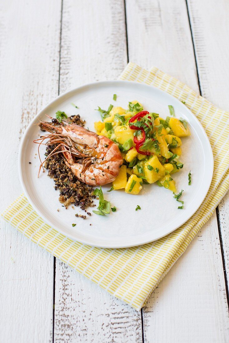 King prawn with mango salsa