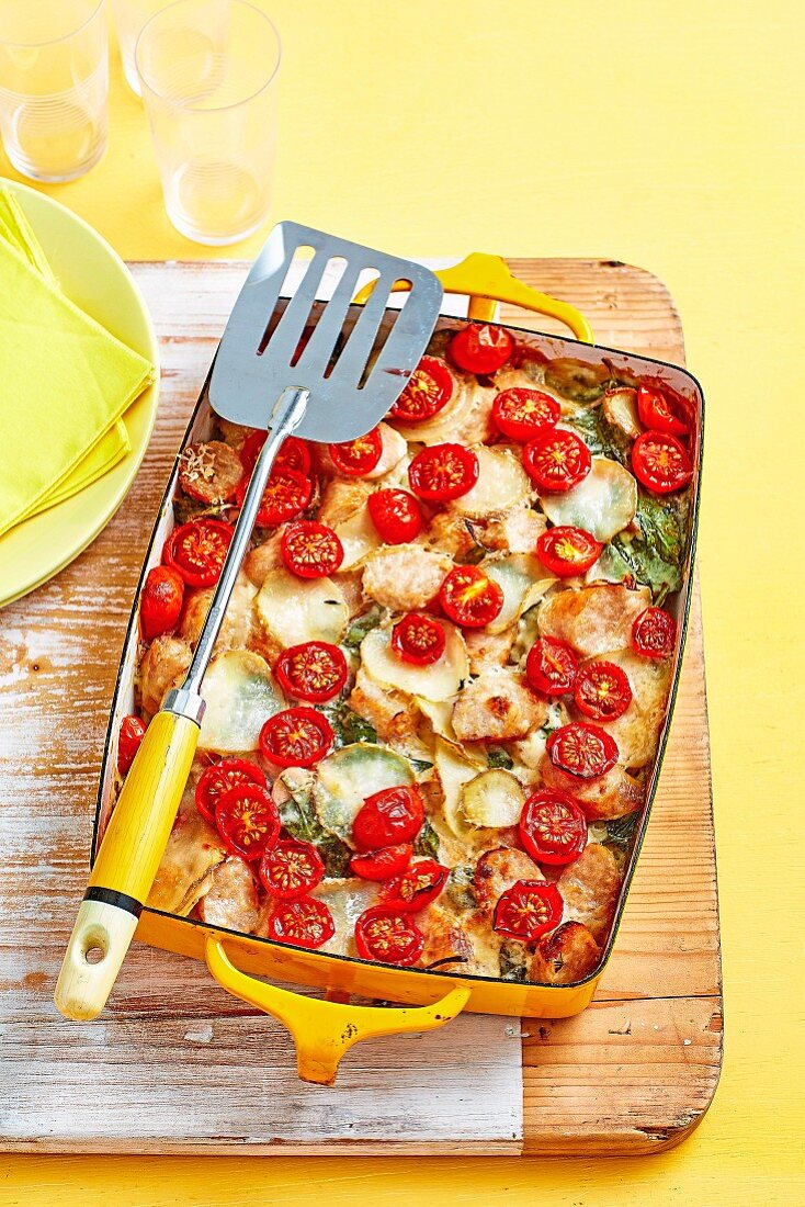 Chicken and Spinach Potato Bake