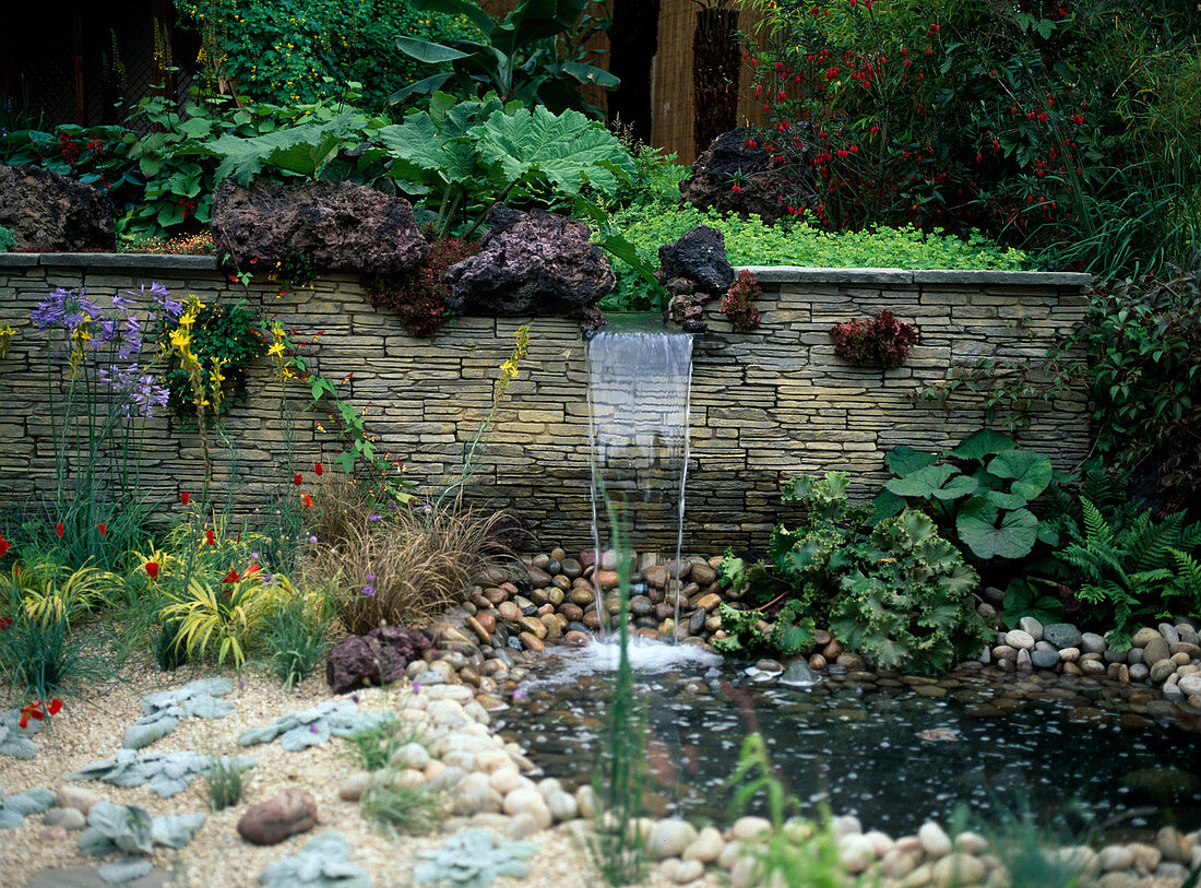 Pond with water feature