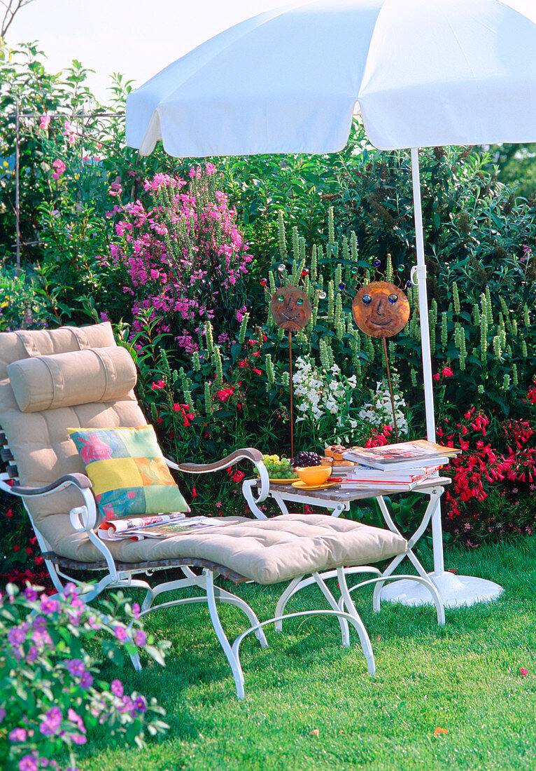 Deck chair in the garden