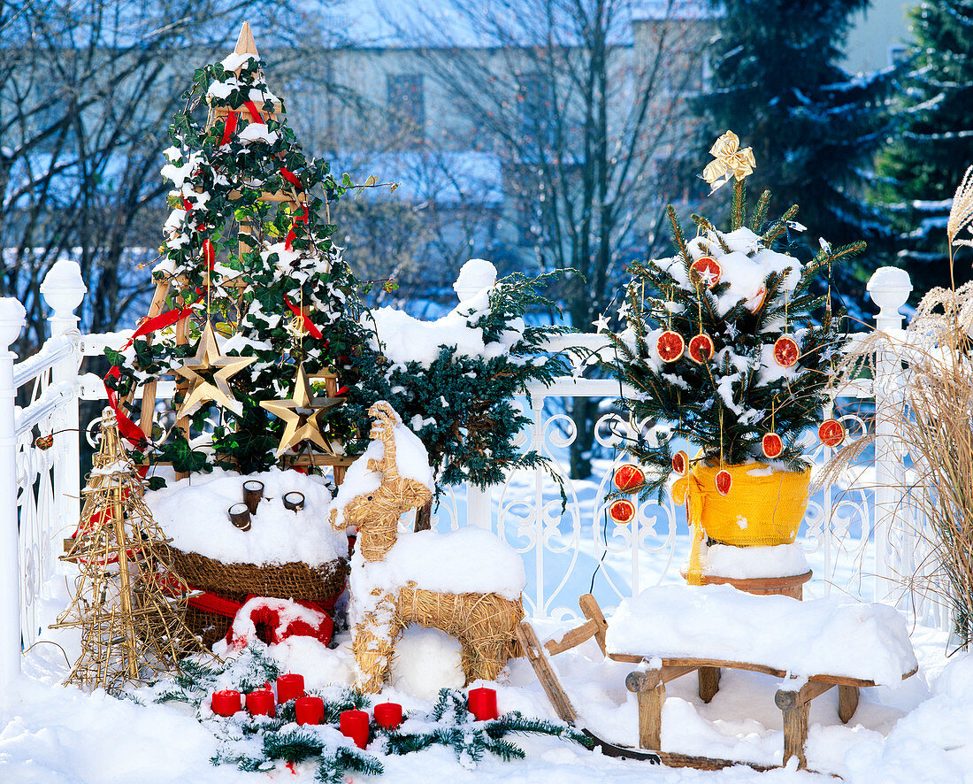 Christmas decorated balcony