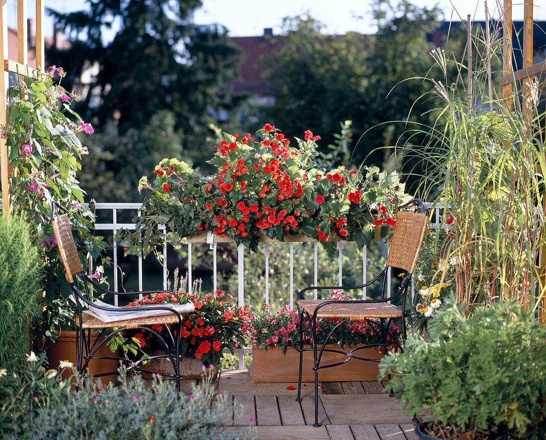 Balcony with wire chairs