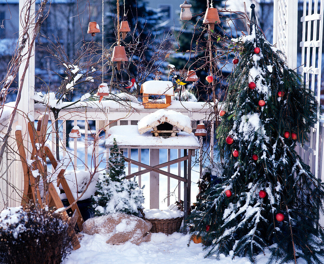 Christmas decorated balcony