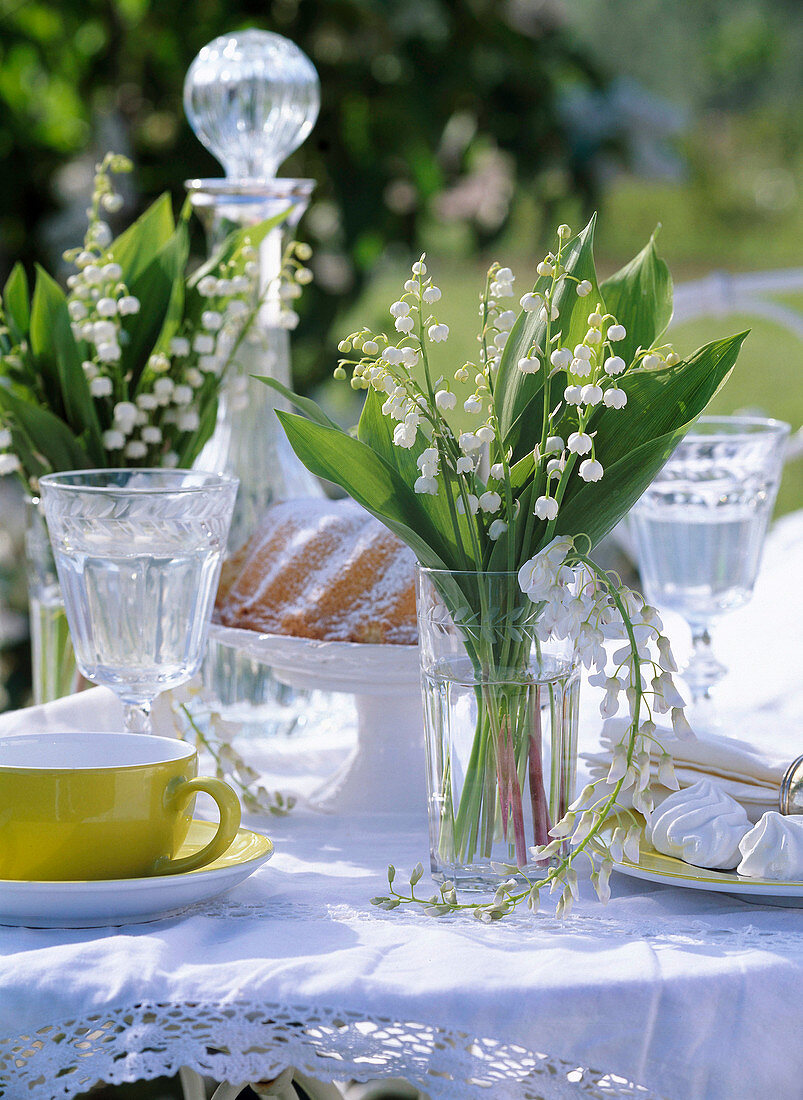 Convallaria (Lily of the Valley) and Wisteria 'Alba'