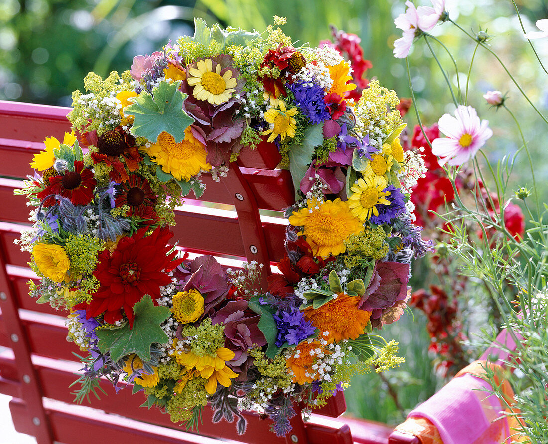 Calendula Marigolds, Dahlia Dahlias, Alchemilla Lady's Mantle