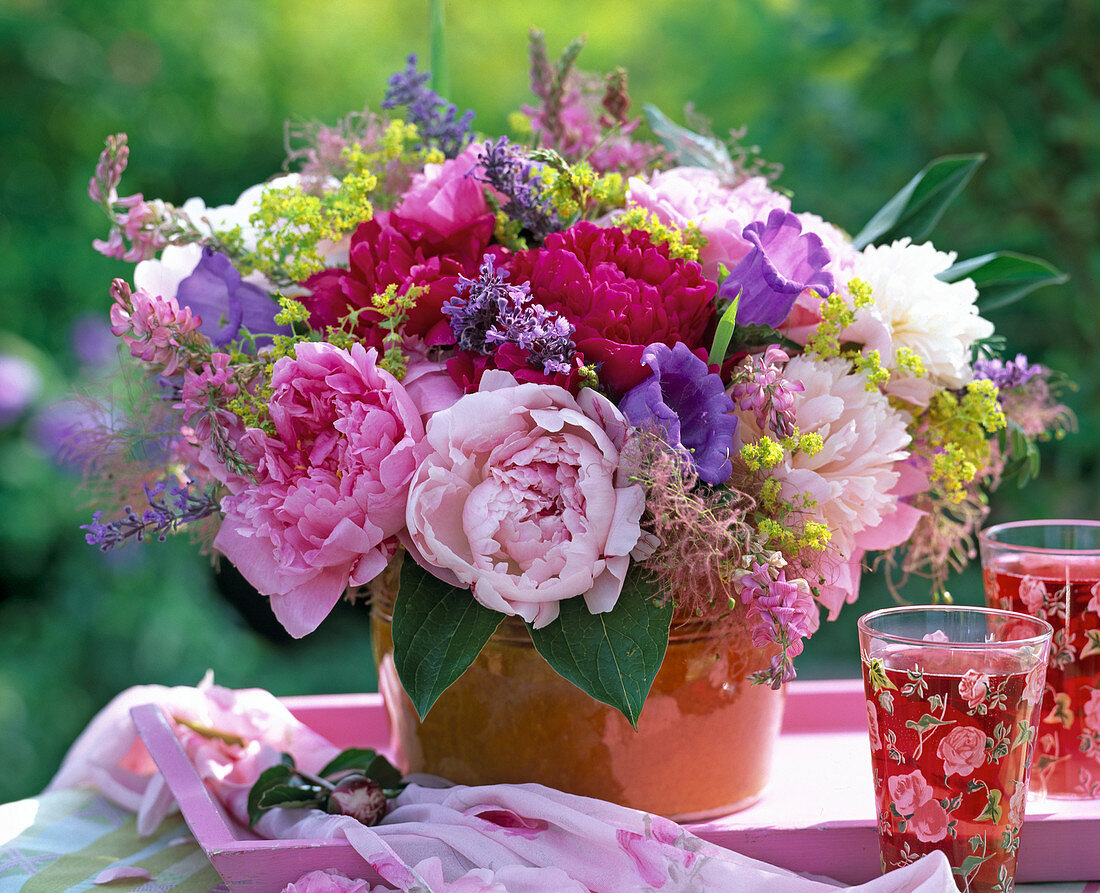 Paeonia (Peony), Campanula (Bellflower)